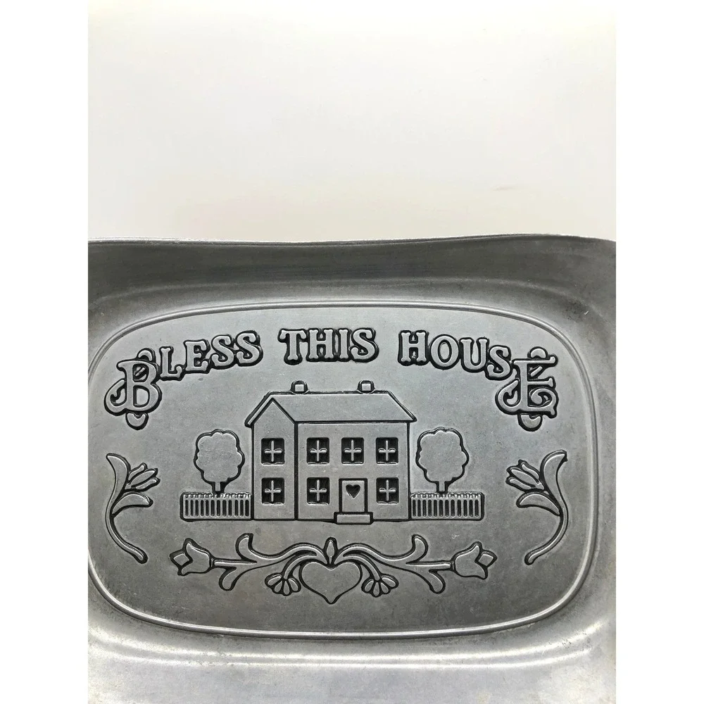 Wilton Armetale Bless This House Bread Tray Pewter Style Serving Dish 601013